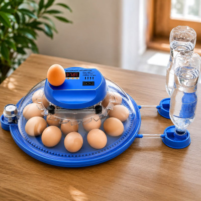 Round 18 Egg Automatic Incubator - AC and DC Dual Power, Auto Temperature with Automatic Egg Turning Control - Round Clear Window18 Egg Incubator